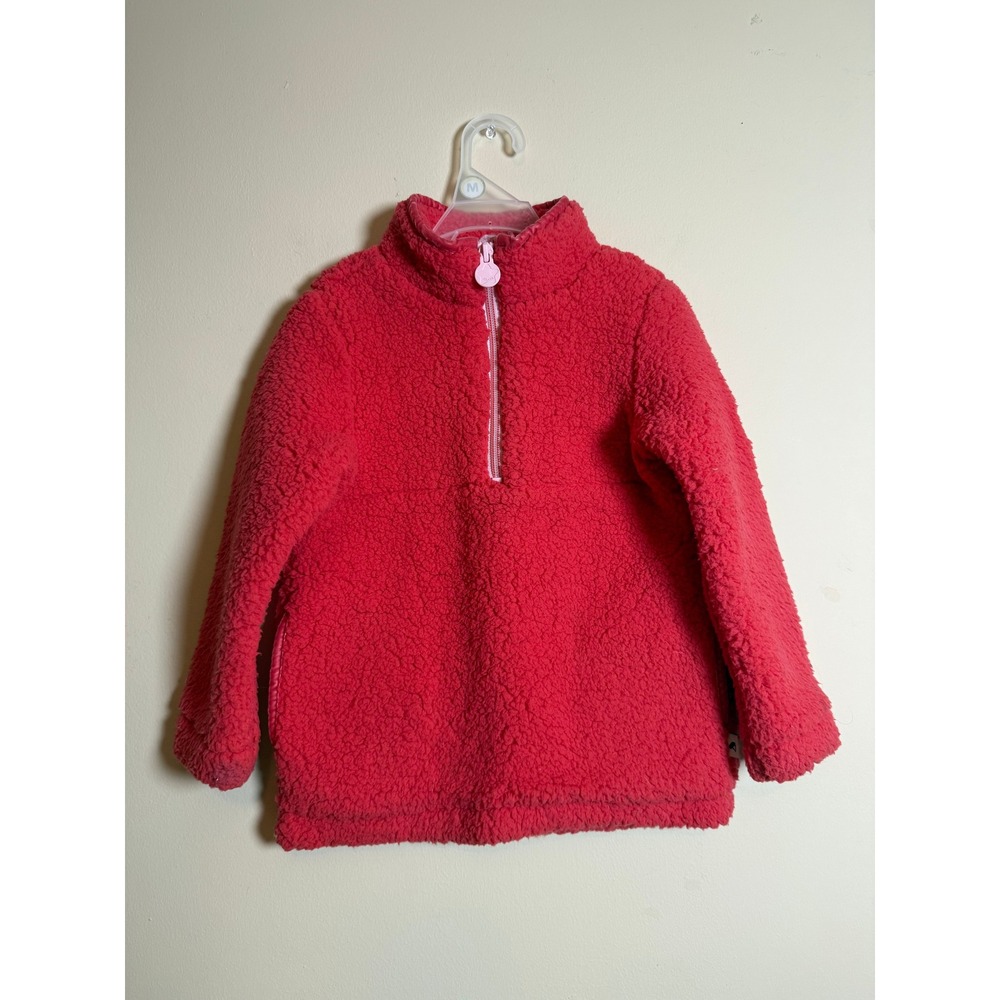 Joules Poppie Red Fleece Quarter Zip Pullover Girls 3Y Teddy Sherpa Sweater
